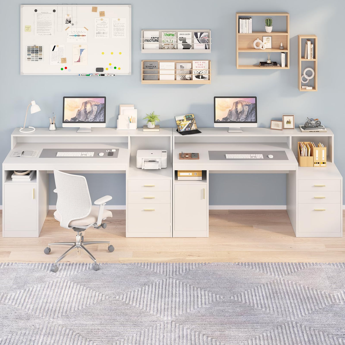 65" White Computer Desk with 3 Drawers Q262