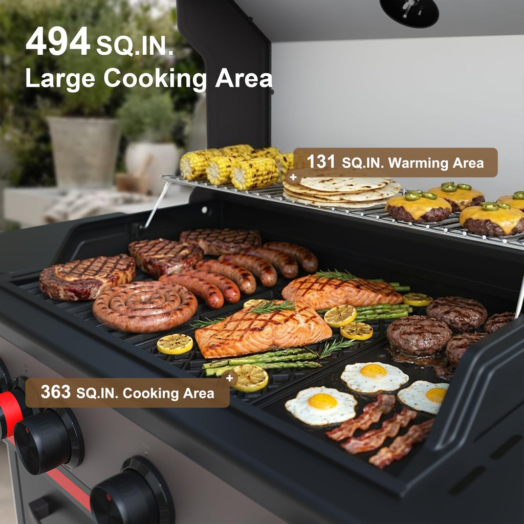 4 Burner Propane Gas Grill with Infrared Side Burner I919774