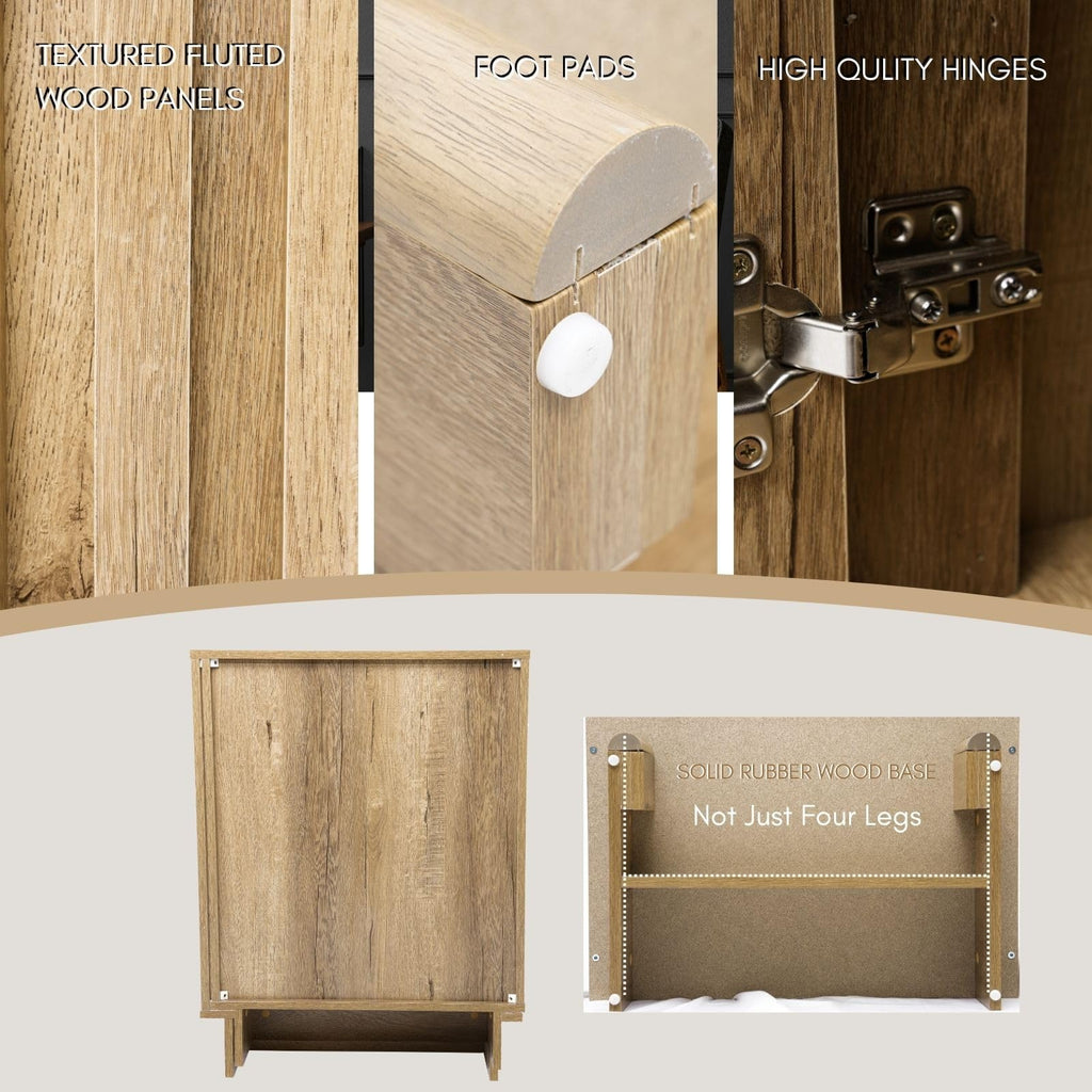 Brown Oak Fluted Sideboard Buffet Cabinet N25800