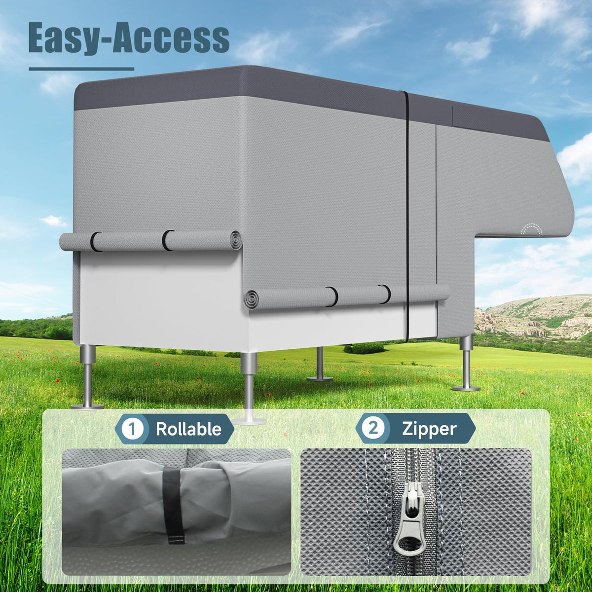 7-Layer Anti-Tear Truck Camper Cover with Gutter Cover C41123