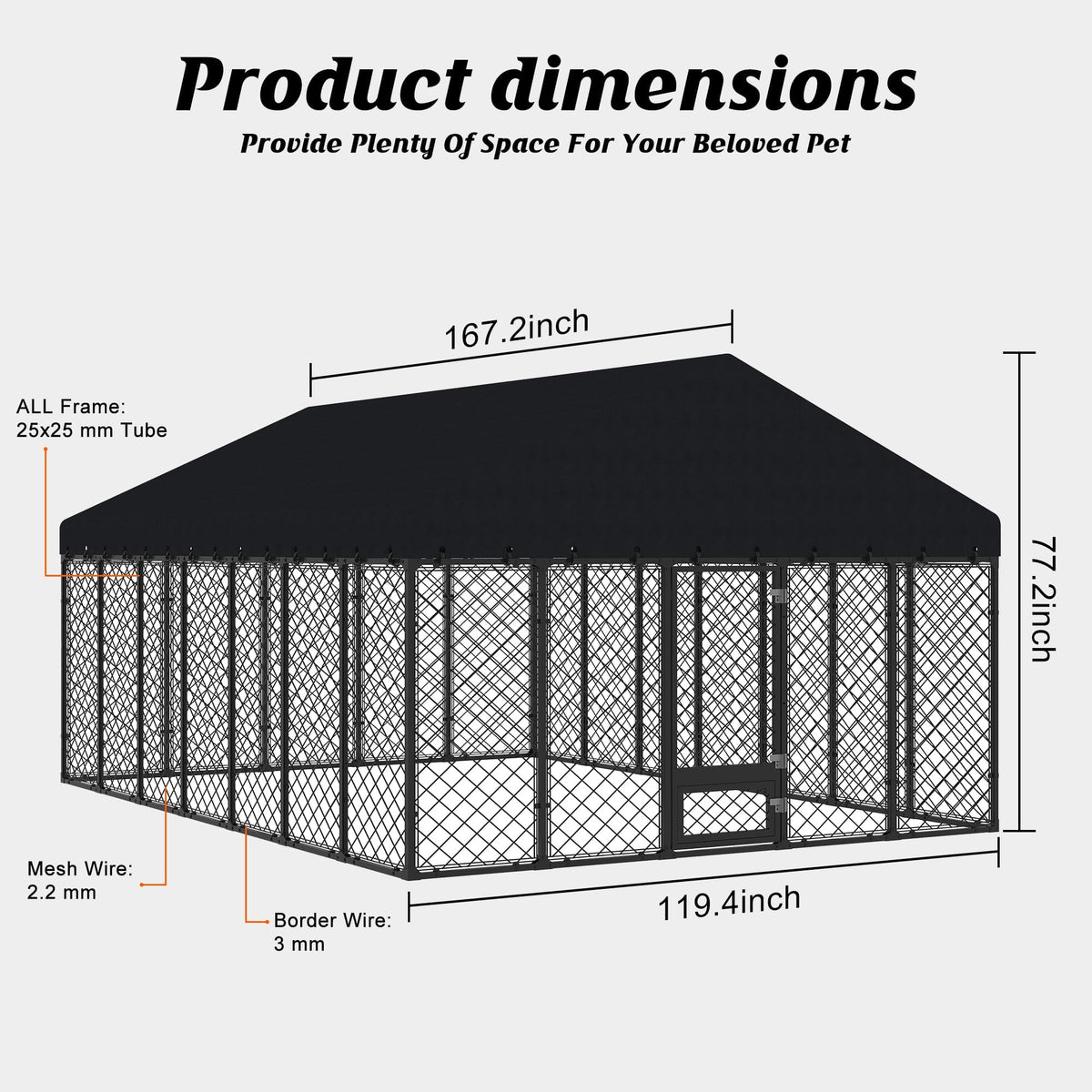 10x14FT Outdoor Dog Kennel with Roof D300803