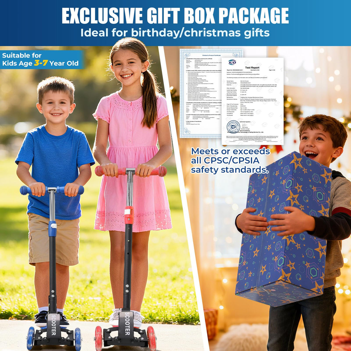 3 Wheel Kids Scooter with LED Light-Up G44926