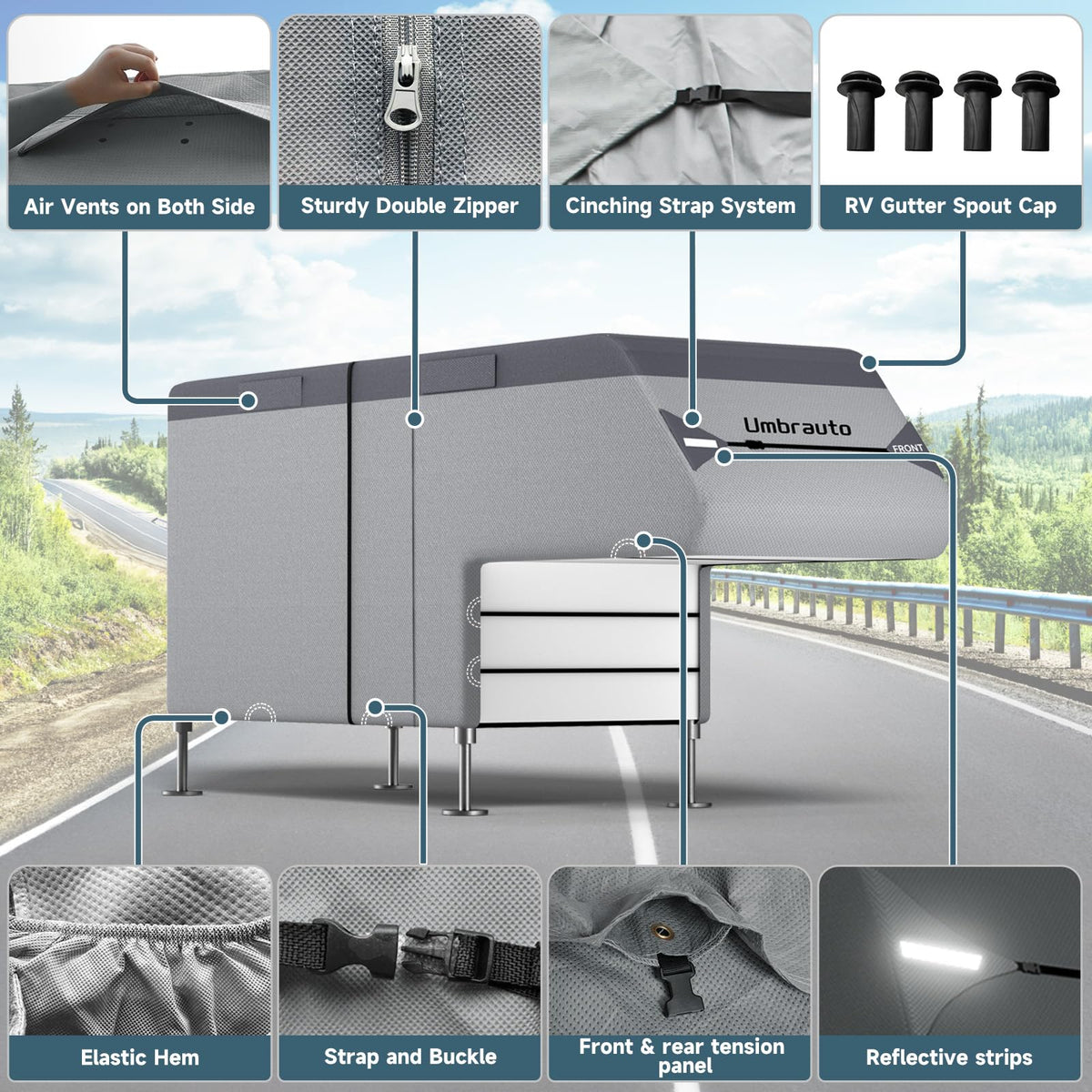 7-Layer Anti-Tear Truck Camper Cover with Gutter Cover C41123