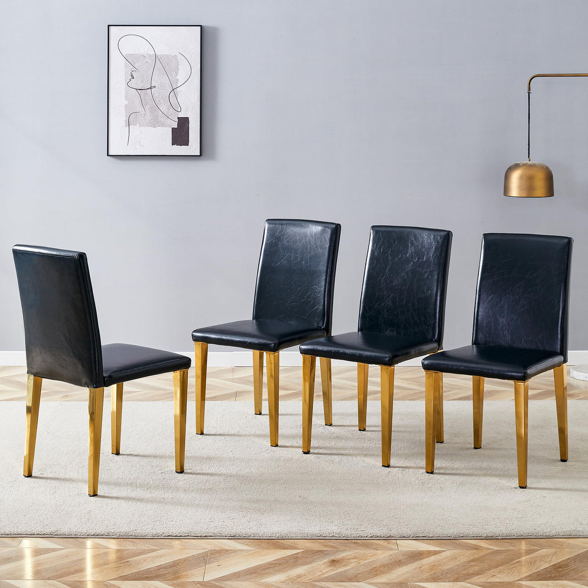 Black Gold Upholstered Dining Chairs Set of 4 Z43190