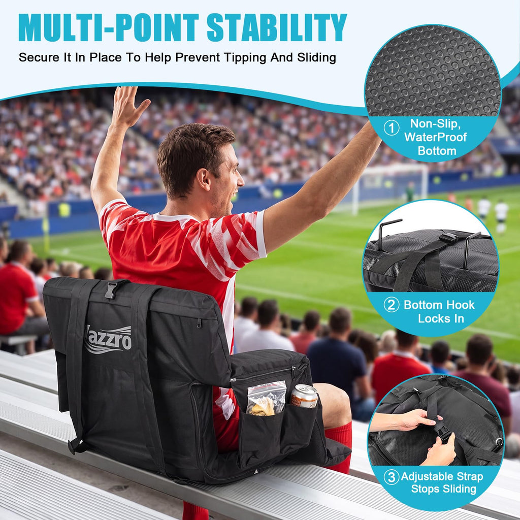 Wide Padded Stadium Seat with Back Support and Cup Holder E60174