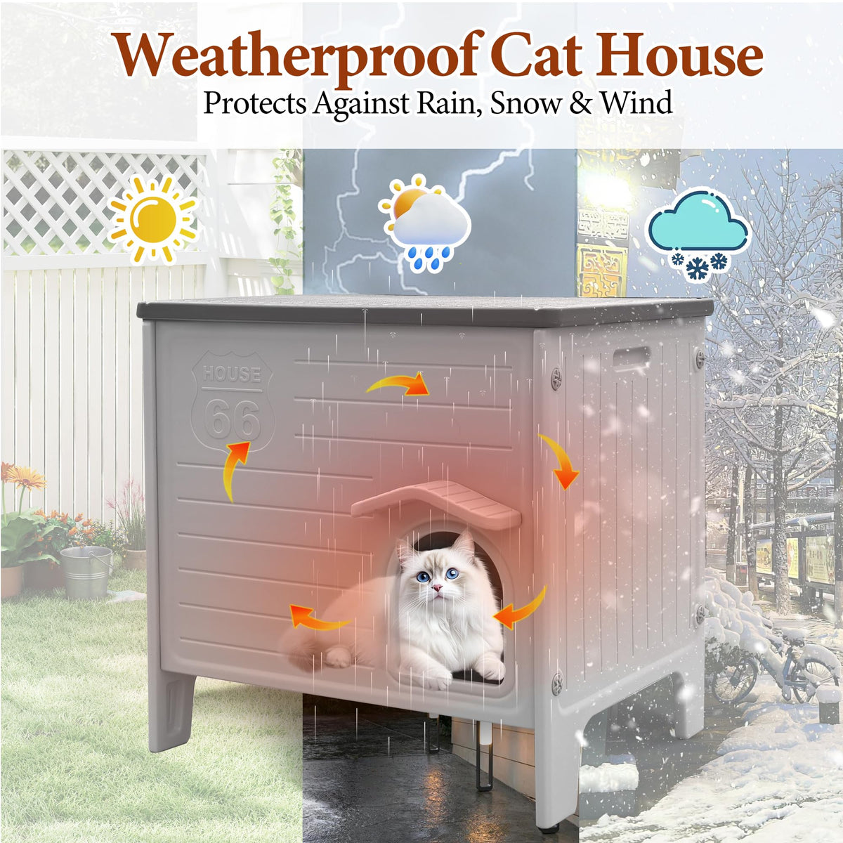 Insulated Outdoor Weatherproof Plastic Cat House R30359