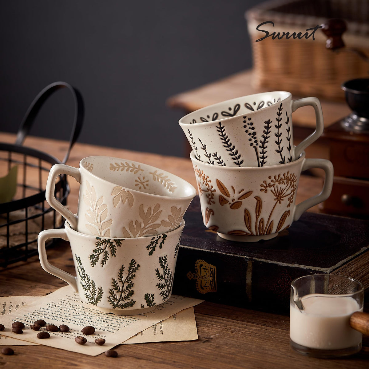 12 oz Ceramic Coffee Mug Set of 4 L8056
