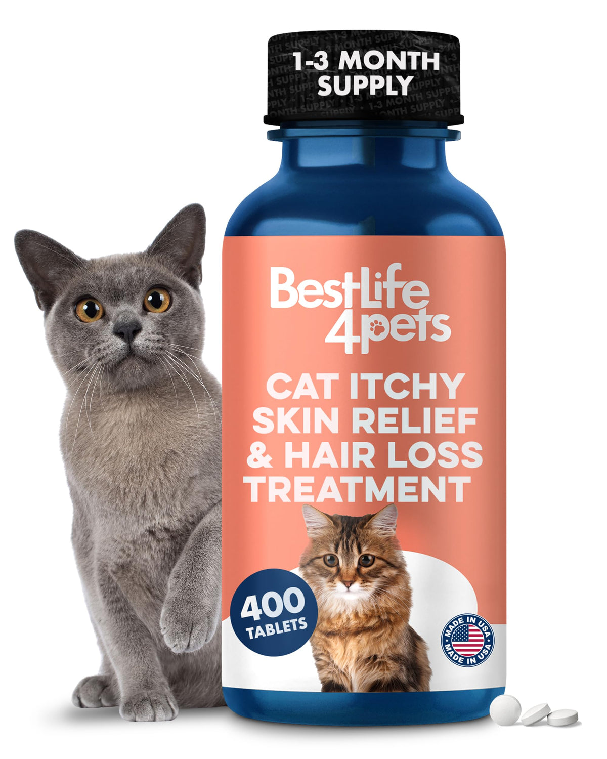 Cat Itchy Skin Relief & Hair Loss Treatment 400 Pills D780894