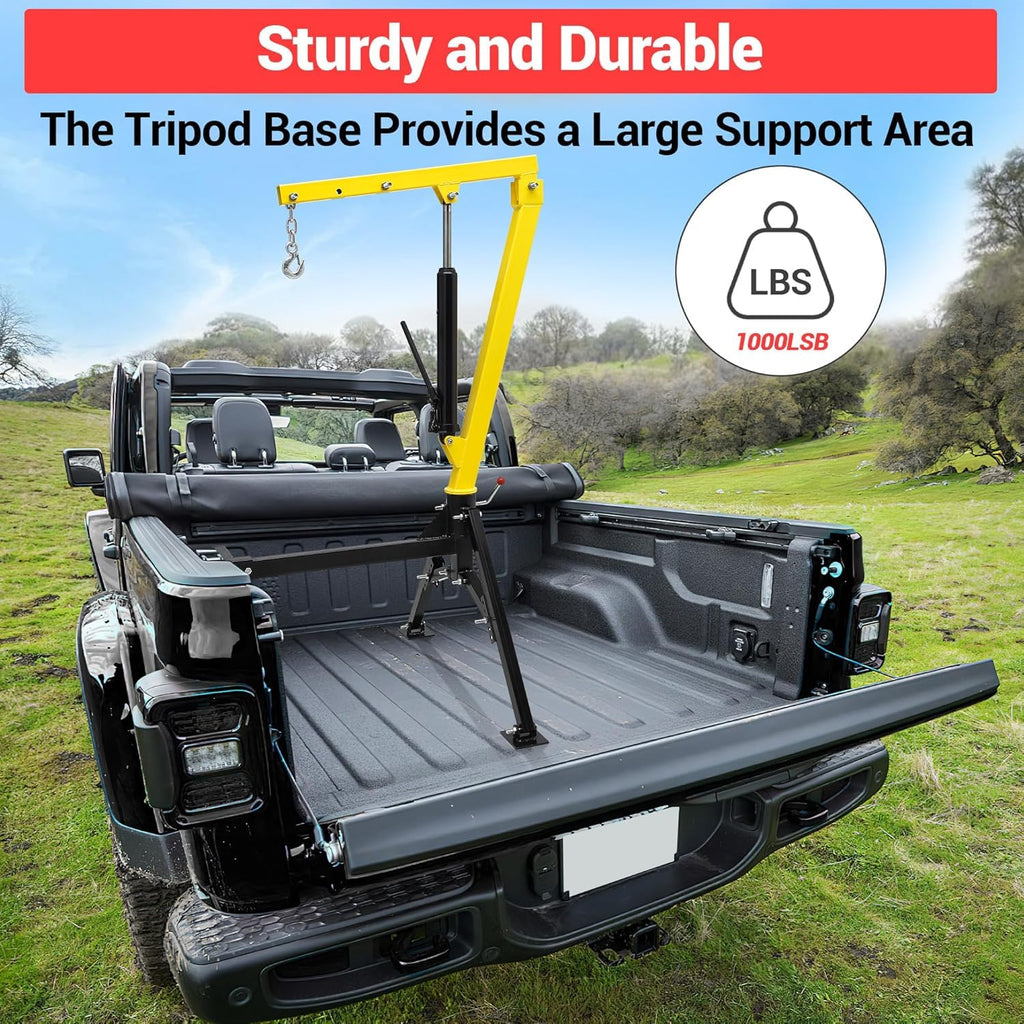 Hydraulic 1000Lbs Hitch-Mounted 360° Swivel Pickup Truck Crane Q99143