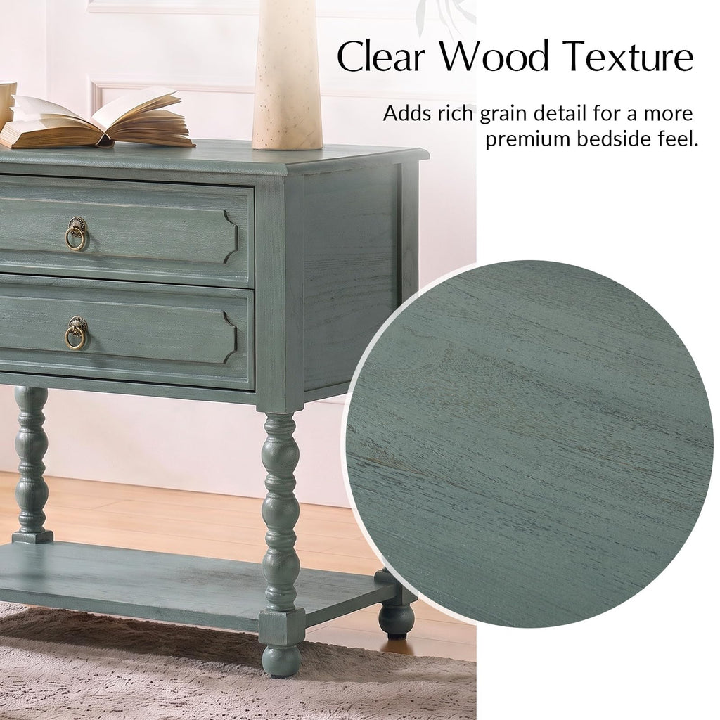Blue Accent End Table with Charging Station A31742