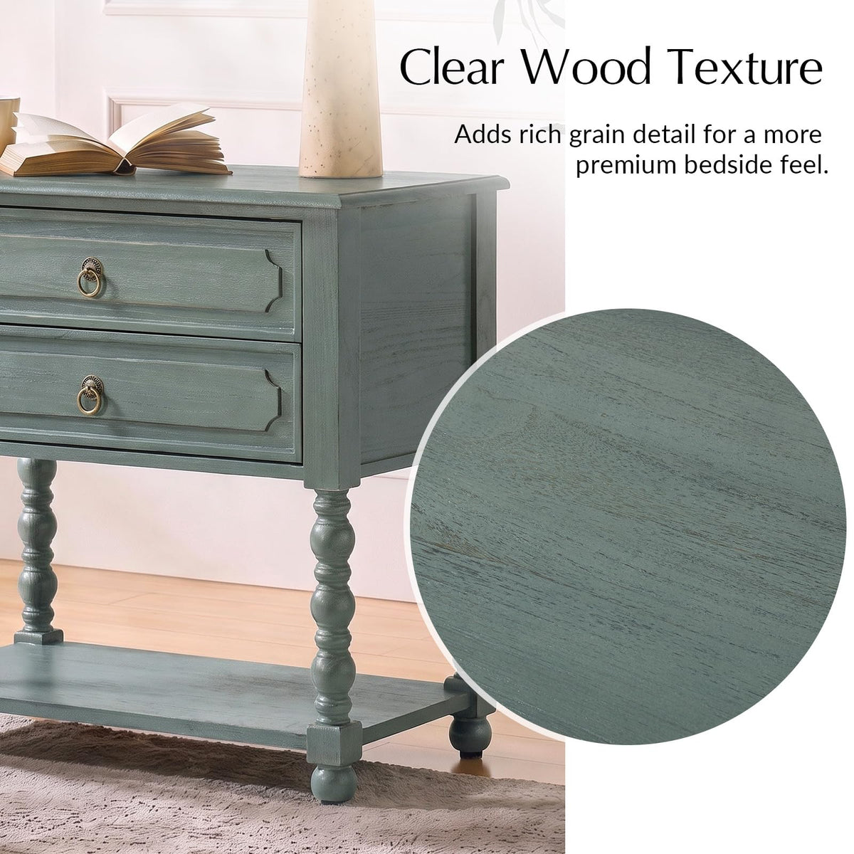 Blue Accent End Table with Charging Station A31742