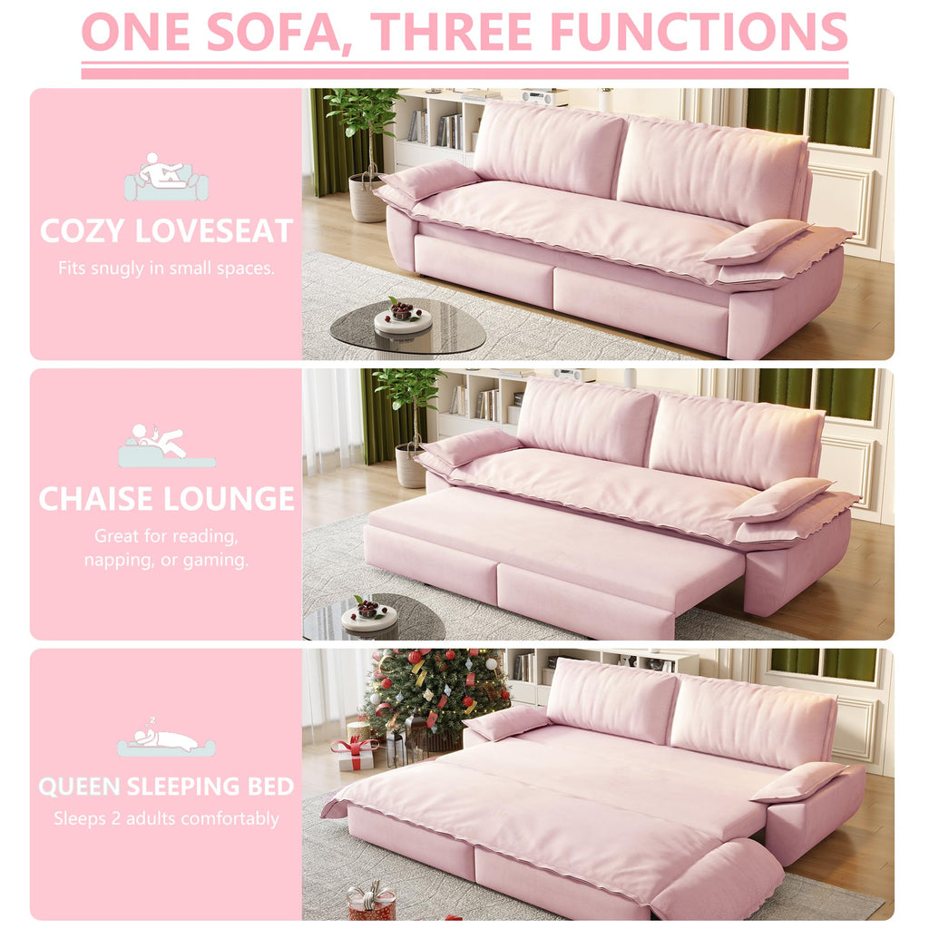 Queen Size Velvet Sleeper Sofa Bed C451769