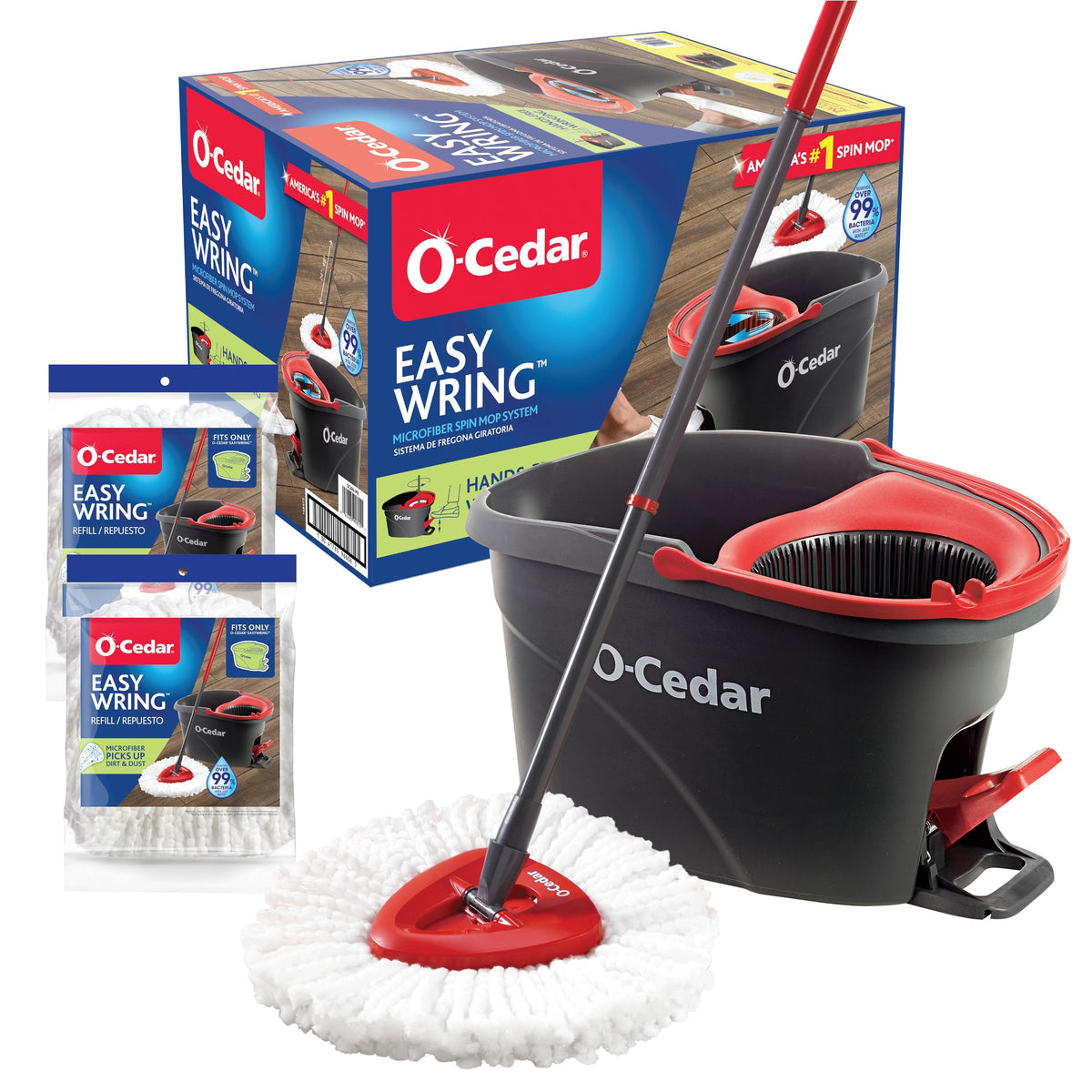 Microfiber Spin Mop & Bucket Floor Cleaning System with 2 Refills U741566