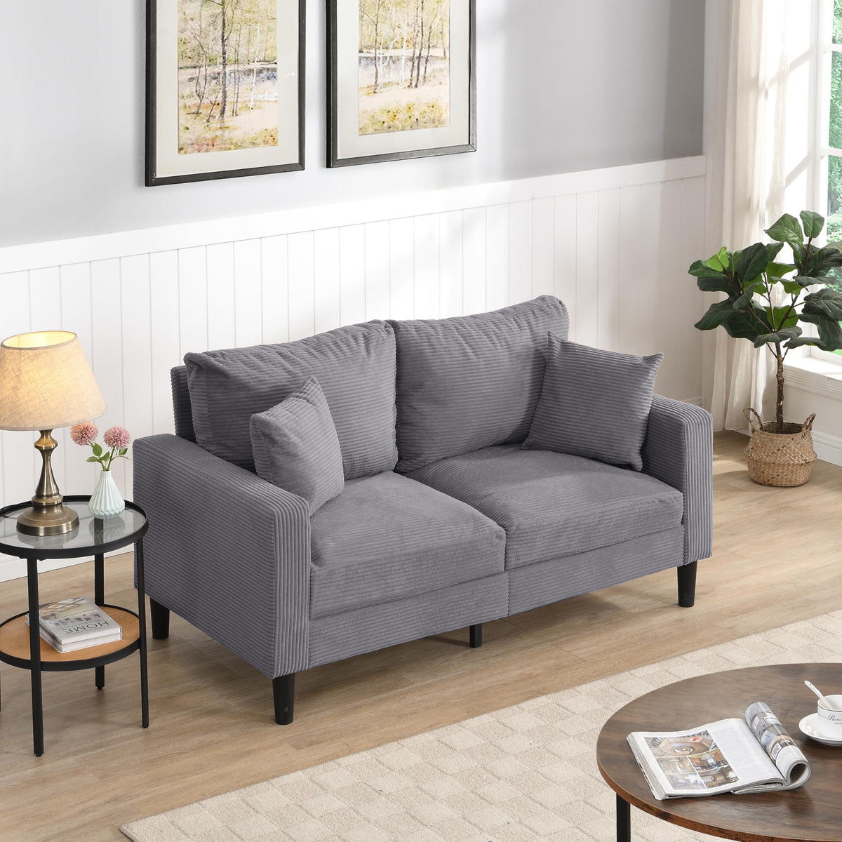 Light Gray 2-Seater Upholstered Loveseat Sofa K608936