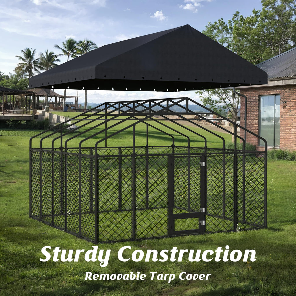 10x14FT Outdoor Dog Kennel with Roof D300803