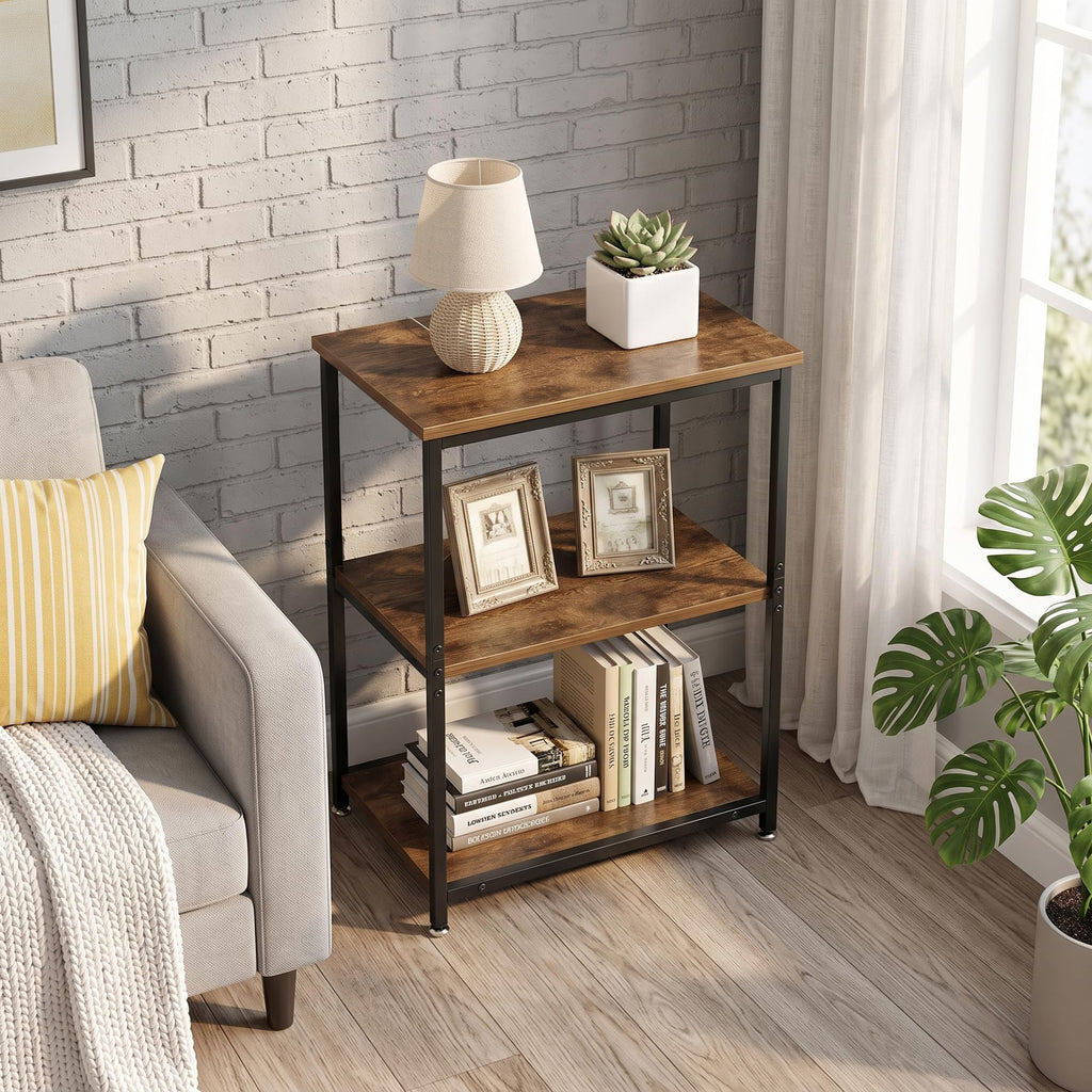 Tall End Side Table with 3-Tier Storage Shelf L558