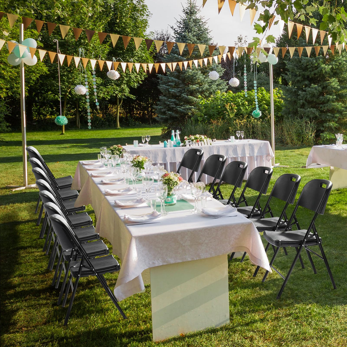 Dark 4 Pack HDPE Folding Chairs with Steel Frame D231584