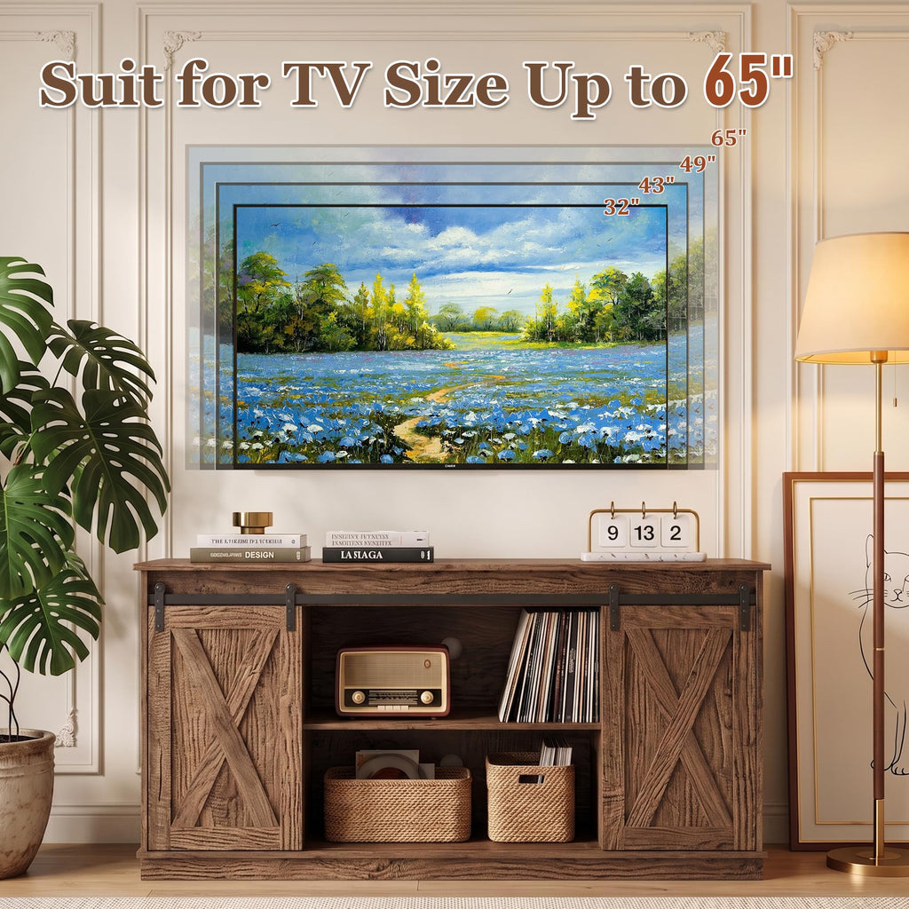 65 Inch Rustic Brown Farmhouse TV Stand Q501