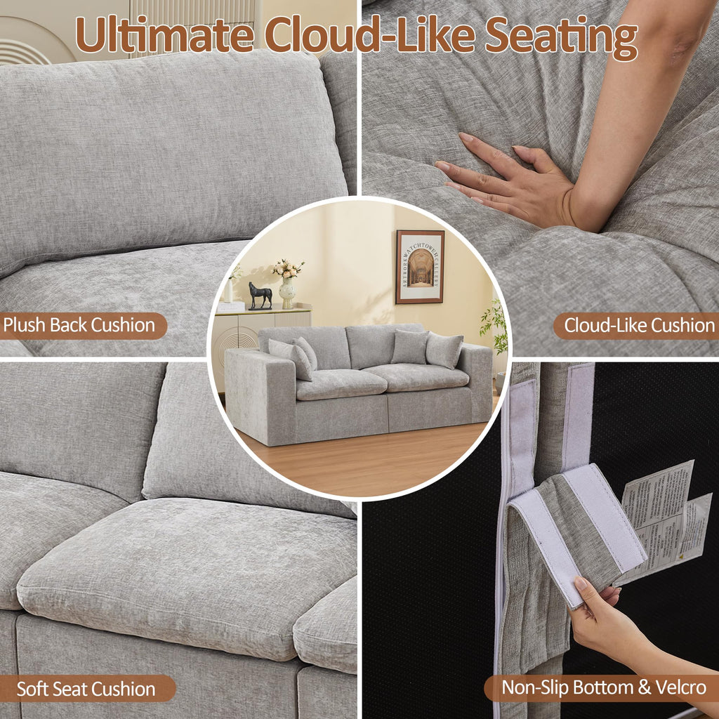 Light Grey Chenille Modular Sectional Sofa O2050