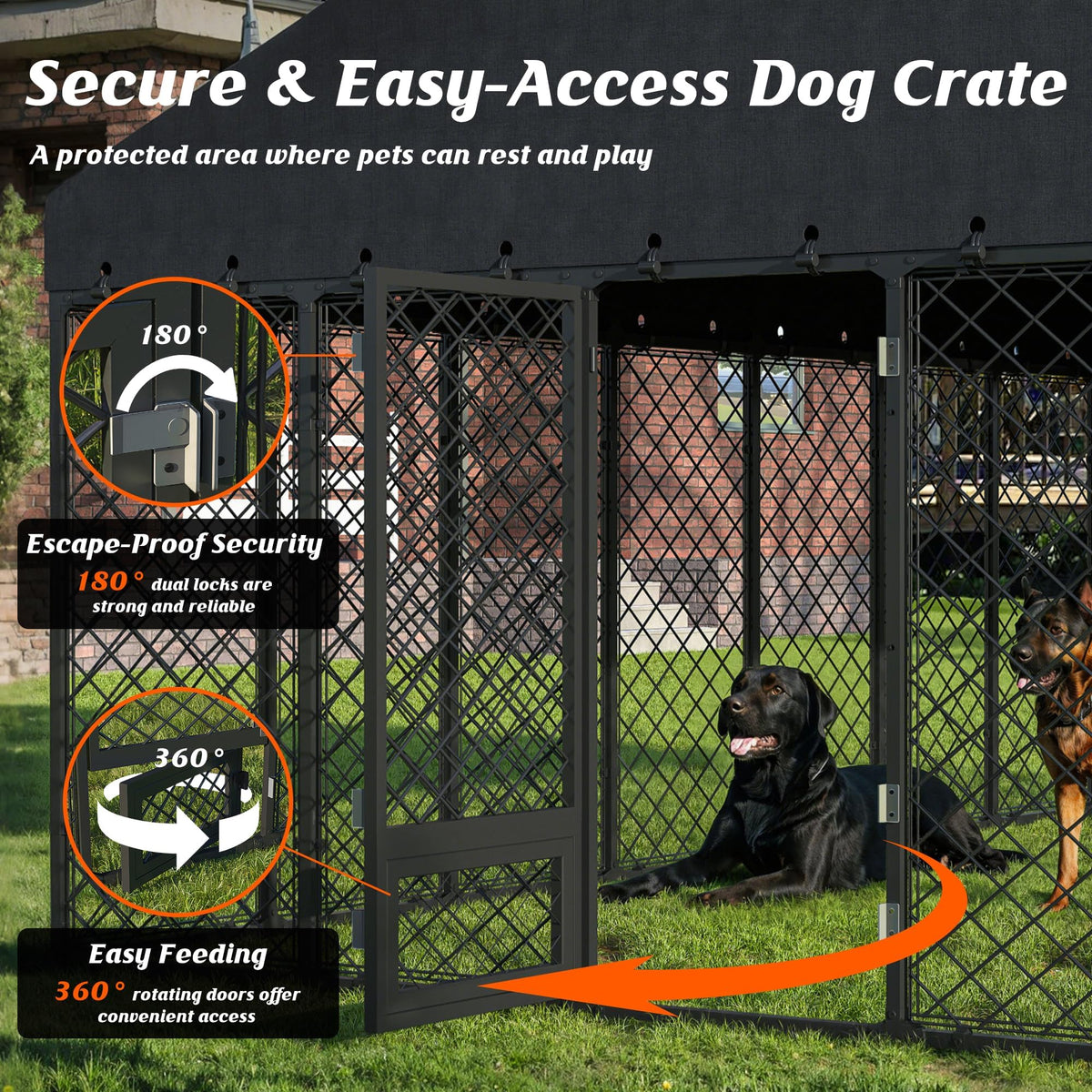 10x14FT Outdoor Dog Kennel with Roof D300803