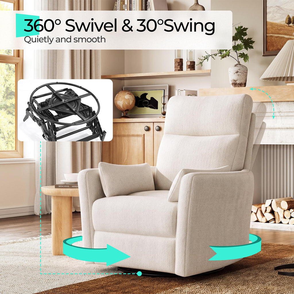 360 Swivel Chenille Recliner Chair with 2 Pillows H36177