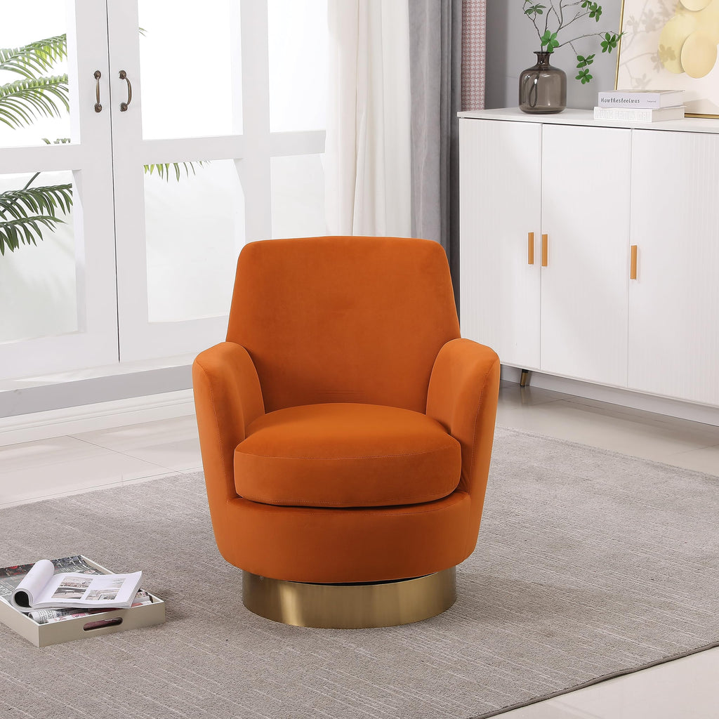 Orange Velvet Swivel Tufted Armchair X12588